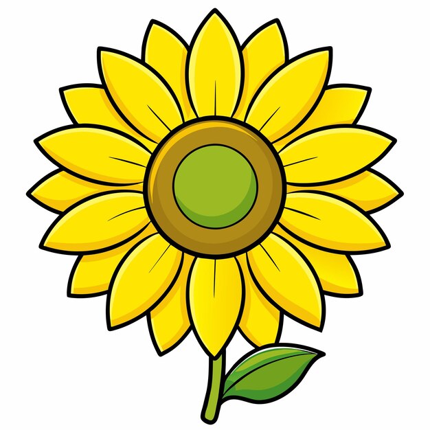 Bright yellow sunflower hand drawn sticker icon concept isolated illustration