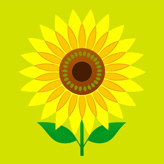 Bright yellow sunflower hand drawn sticker icon concept isolated illustration