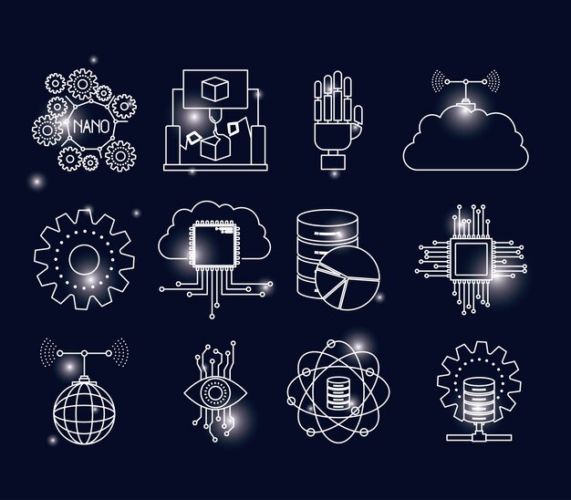 Vector brightness of silhouette future tech 