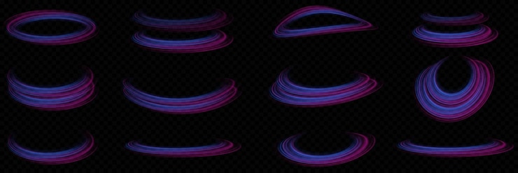 Vector brilliant sparks of a spiral wave curved bright speed line