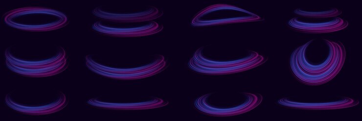 Vector brilliant sparks of a spiral wave curved bright speed line