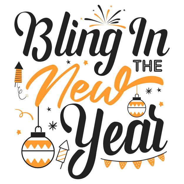 Vector bring in the new year lettering collection new year elements stickers happy new year designs