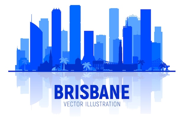 Brisbane australië skyline van de stad silhouet op witte achtergrond vector illustratie zakelijke reizen en toerisme concept met moderne gebouwen afbeelding voor banner of website