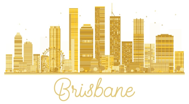 Brisbane City skyline golden silhouette. Vector illustration. Cityscape with landmarks. Brisbane isolated on white background