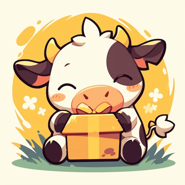 A brisk cow delivery cartoon style