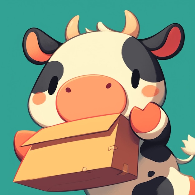 A brisk cow delivery cartoon style