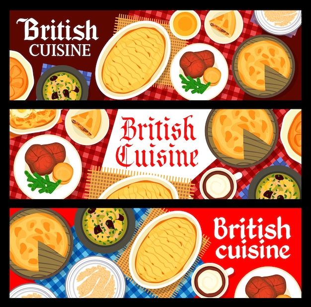 British cuisine dishes english food meals banners