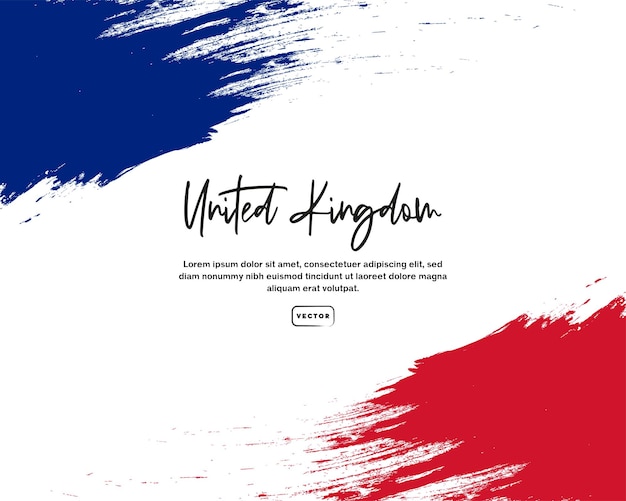 British flag colors with brush stroke effect and text