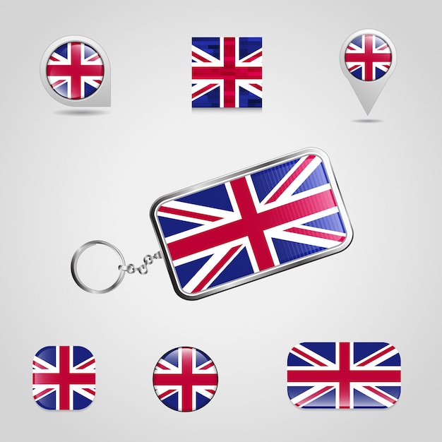 British flag design icon set vectro