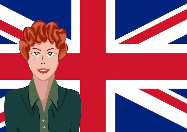 Vector british people front of the flag