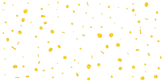 Vector british pound coins falling scattered gold gbp