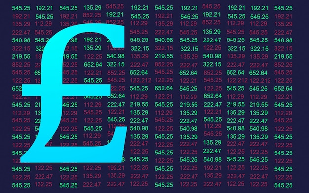 Vettore sterlina britannica valuta digitale su sfondo di borsa. concetto di criptovaluta.