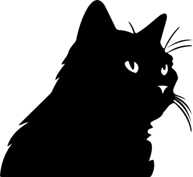 British Shorthair Cat black silhouette with transparent background