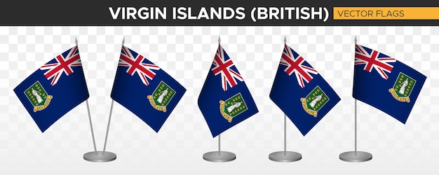 British virgin islands desk flags mockup 3d vector illustration table flag of virgin islands