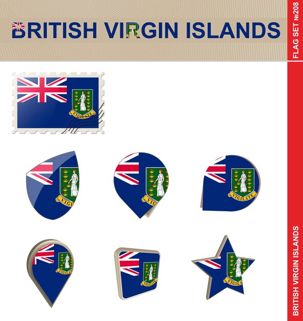 British Virgin Islands Flag Set Flag Set 208 Vector