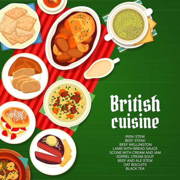 Britse keuken restaurant menu dekking vector