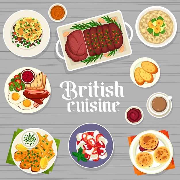 Britse keuken restaurant voedsel menu vector dekking
