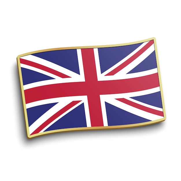 Britse vlag gouden reversspeld geïsoleerd op een witte achtergrond Groot-Brittannië vlag badge vectorillustratie