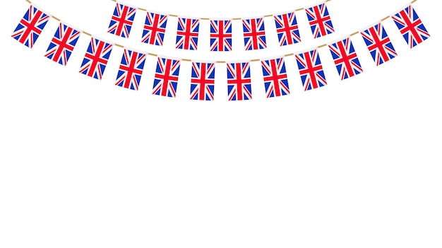 Britse vlag slinger. union jack wimpels ketting. britse feestgors decoratie. vlaggen van groot-brittannië
