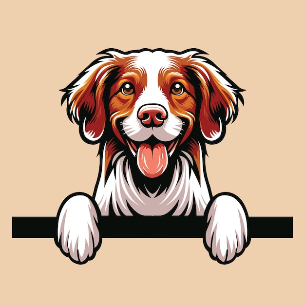 Brittany hond peeking gezicht illustratie vector