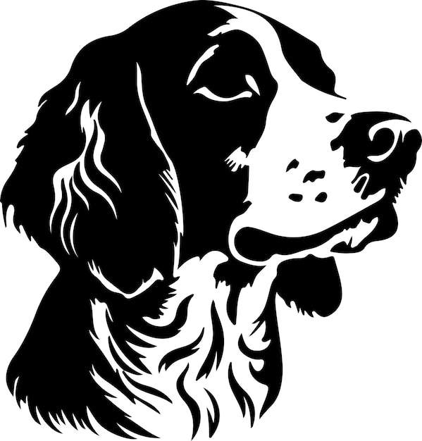 Vector brittany spaniel black silhouette with transparent background