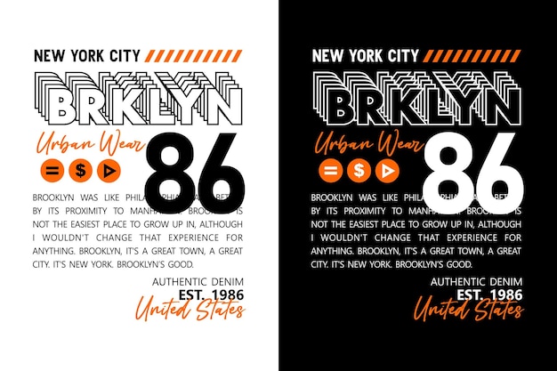 Brklyn typografie motivatie voor print t-shirts