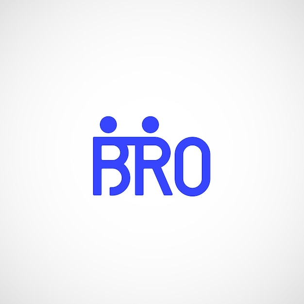 Bro of Borther Abstract Vector teken embleem of logo sjabloon broederschap of team belettering pictogram vriendelijke mensen cijfers als letters geïsoleerd