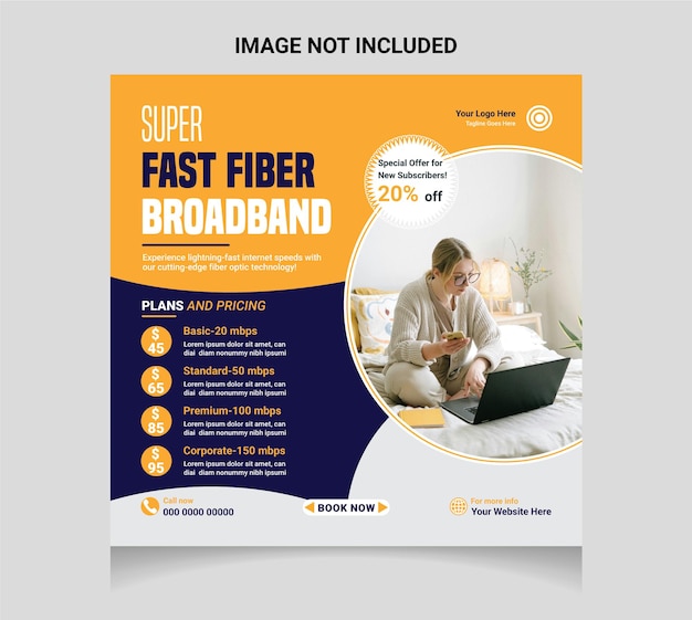 Vector broadband internet social media post