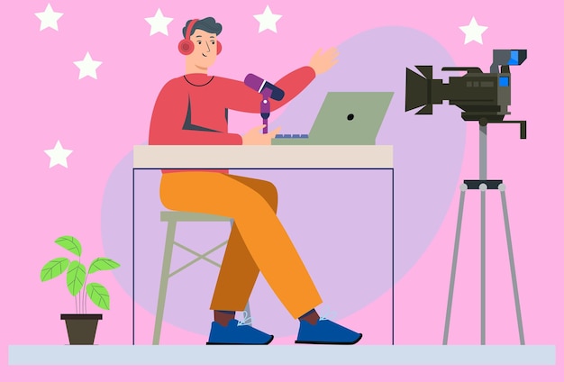 ブロードキャスト コンセプト イラスト スタイリッシュ で 美しい