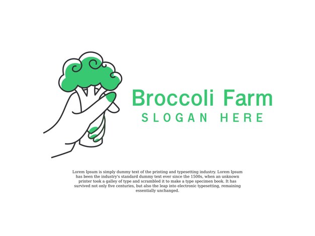 Modello di progettazione del logo della fattoria dei broccoli