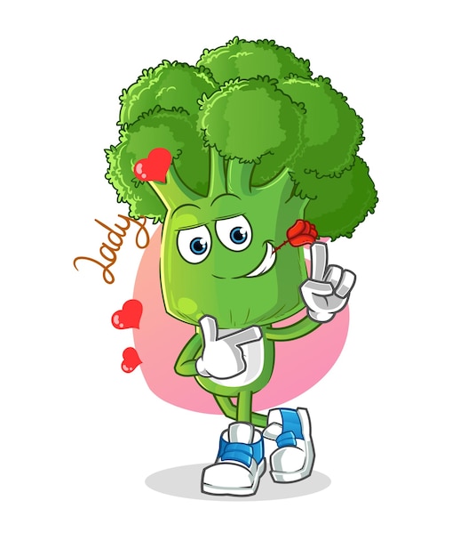 Broccoli head cartoon flirting illustration character vector