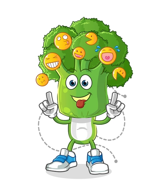 Broccoli head cartoon laugh and mock character cartoon vector