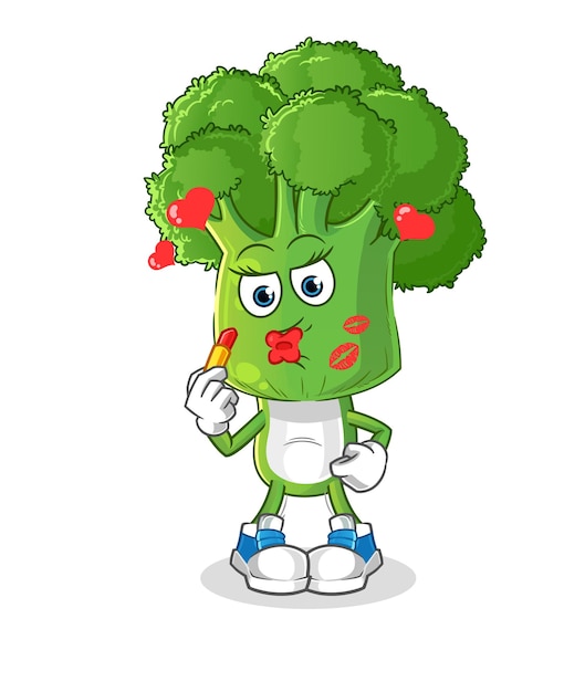 Broccoli head cartoon make up mascot. cartoon vector