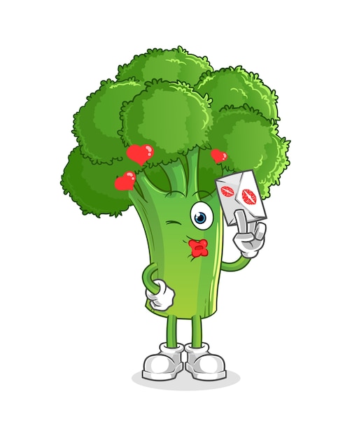 Illustrazione della lettera d'amore della stretta dei broccoli. carattere