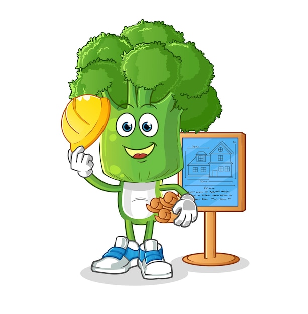 Broccoli hoofd cartoon Architect illustratie karakter vector