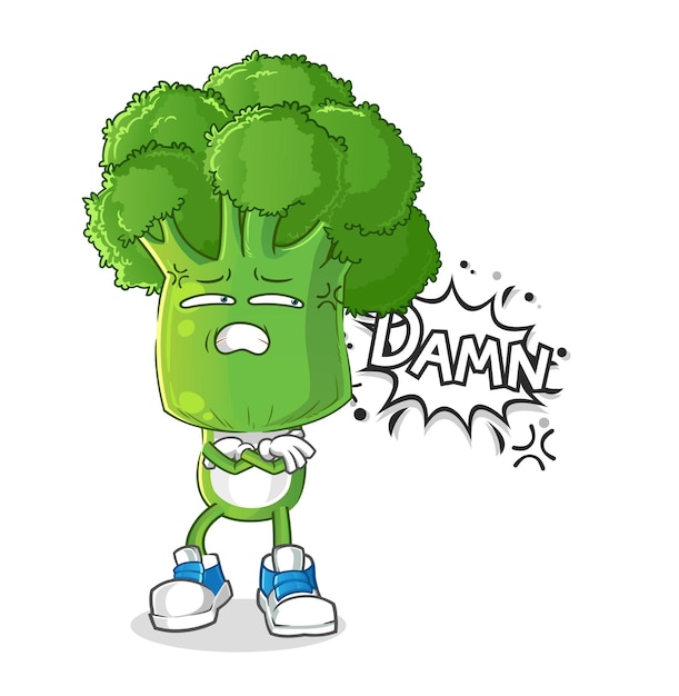 Vector broccoli hoofd cartoon erg pissig illustratie karakter vector