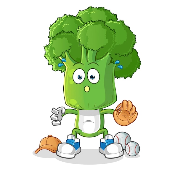 Broccoli hoofd cartoon honkbal Catcher cartoon mascotte vector