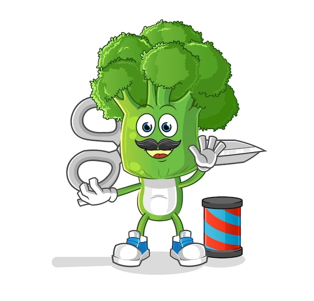 Broccoli hoofd cartoon kapper cartoon mascotte vector
