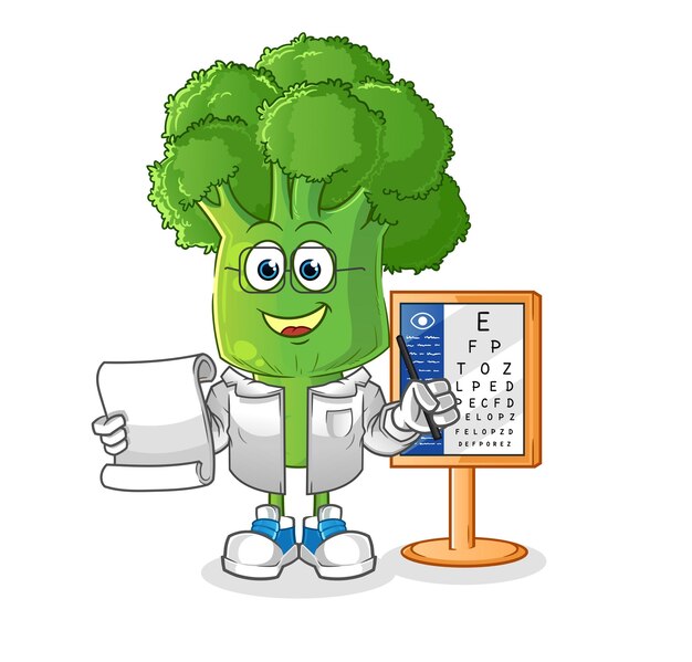 Vector broccoli hoofd cartoon oogarts cartoon mascotte vector
