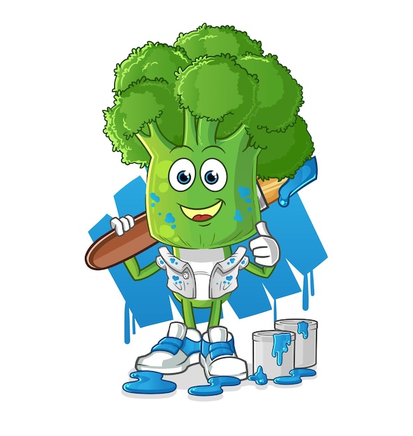 Broccoli hoofd cartoon schilder illustratie. karakter vector