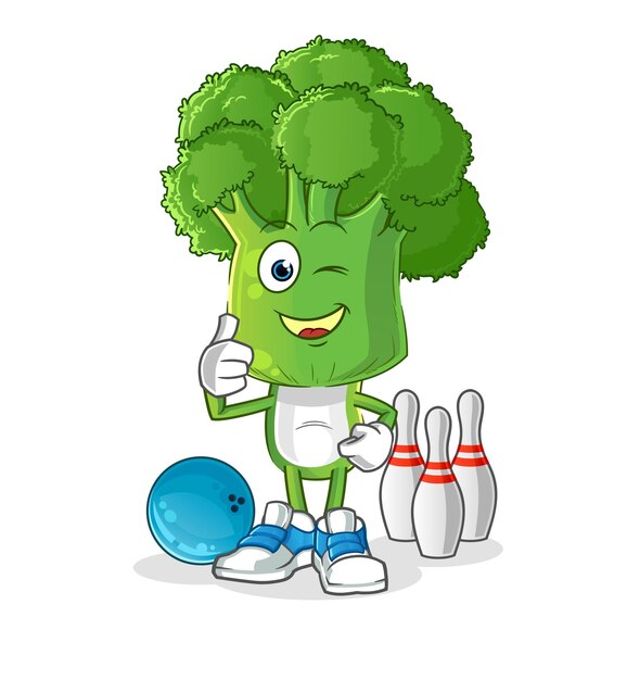 Broccoli hoofd cartoon spelen bowling illustratie karakter vector