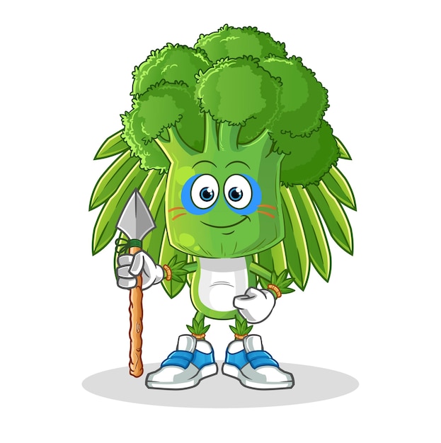 Broccoli hoofd cartoon tribal man mascotte cartoon vector