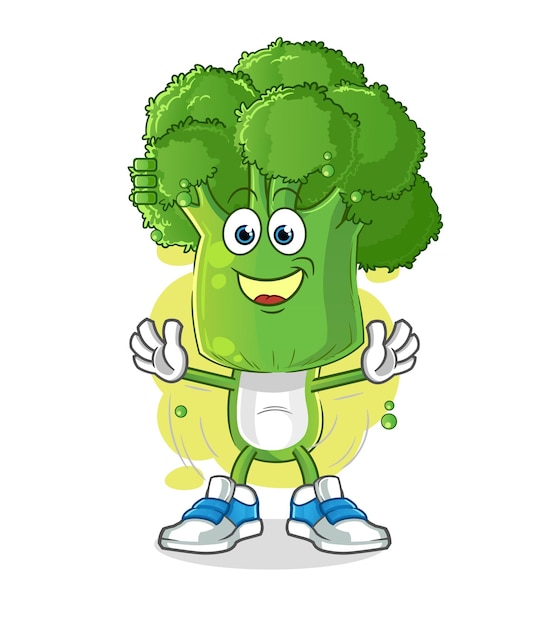 broccoli hoofd stripfiguur met volle batterij. cartoon mascotte vector