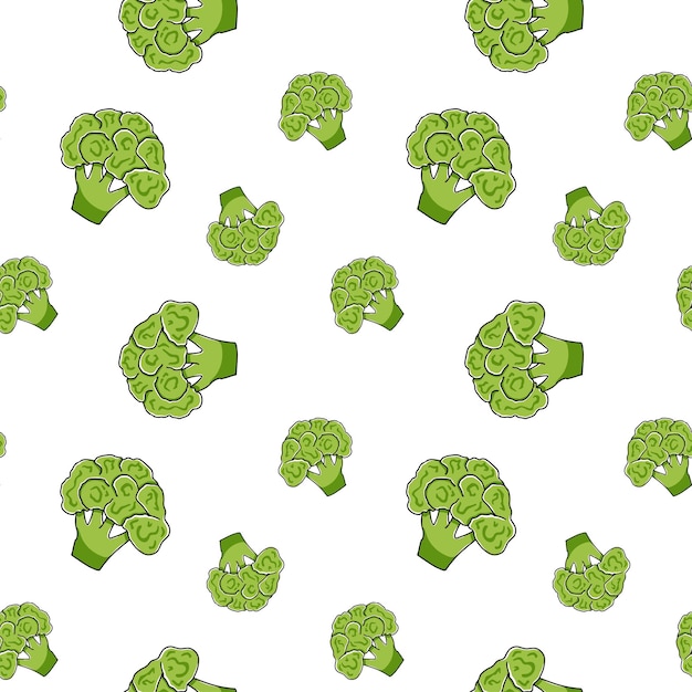 Broccoli naadloze patroon in de hand getekende stijl eindeloze vector doodle textuur van gezonde groenten