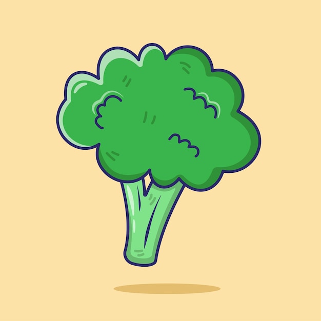 Broccoli Vegetable Asset Vector Flat Icon Illustration