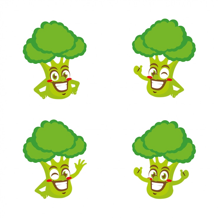 Vector broccoli vegetables character mascot cartoon