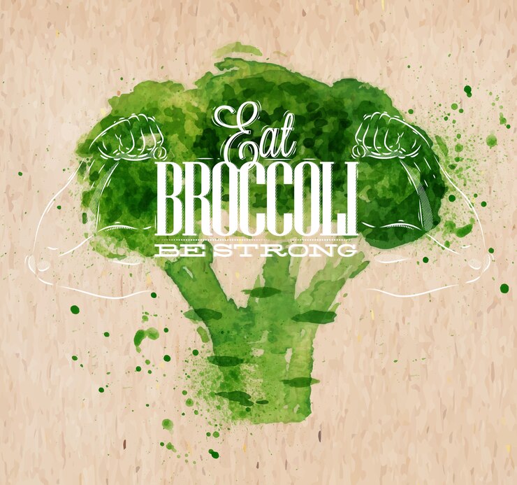 Vector broccoli watercolor poster
