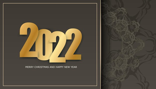 Brochure 2022 merry christmas and happy new year brown color with vintage light pattern