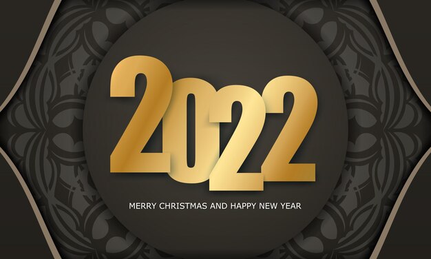 Brochure 2022 Prettige Kerstdagen en Gelukkig Nieuwjaar Bruine kleur met luxe lichtpatroon
