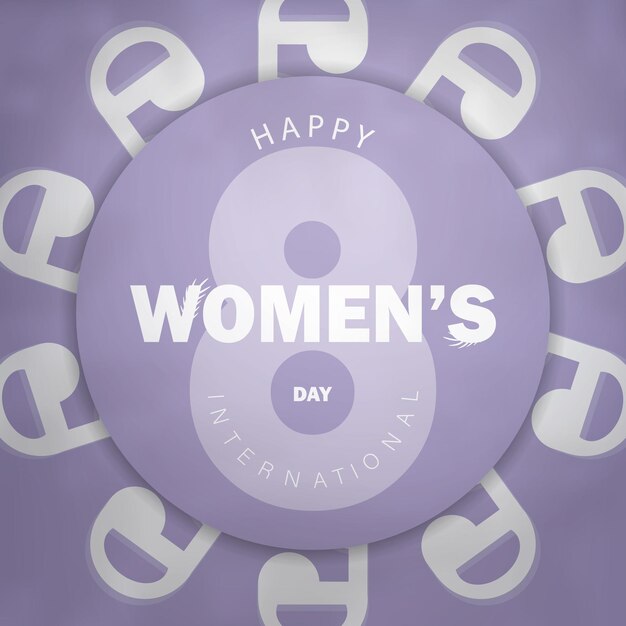 Brochure 8 maart internationale vrouwendag paarse kleur met winterwit patroon